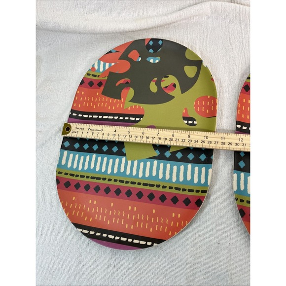 2- African‎ Ethnic Matte Melamine Oval Serving Platters Tribal 15x10.5" Picnic - Picture 10 of 13